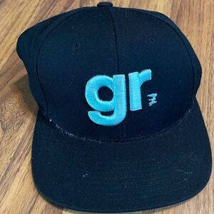 Yupoong The Classics Snapback Hat Black Blue gr Logo Flat Brim Wool Blend OSFA